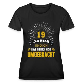 19 Hochzeitstag Frau 19 Jahre Ehe Perlmutthochzeit - Frauen Funktions-T-Shirt - Schwarz - Vorne - AI Model Female 172 light (172cm)