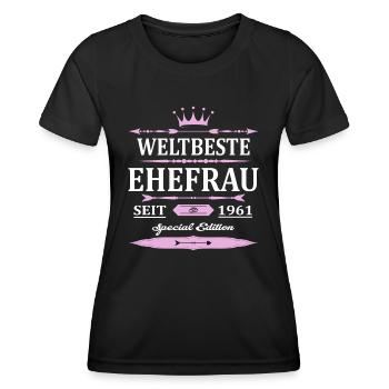 Weltbeste Ehefrau Seit 1961 Vintage Hochzeitstag - Frauen Funktions-T-Shirt - Schwarz - Vorne - AI Model Female 172 light (172cm)