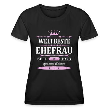 Weltbeste Ehefrau Seit 1973 Vintage Hochzeitstag - Frauen Funktions-T-Shirt - Schwarz - Vorne - AI Model Female 172 light (172cm)
