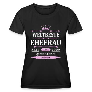 Weltbeste Ehefrau Seit 2009 Vintage Hochzeitstag - Frauen Funktions-T-Shirt - Schwarz - Vorne - AI Model Female 172 light (172cm)