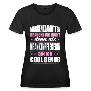 Markenklamotten Brauche Ich Nicht Krankenpflegerin - Frauen Funktions-T-Shirt - Schwarz - Vorne - AI Model Female 172 light (172cm)