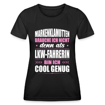 Markenklamotten Brauche Ich Nicht LKW-Fahrerin - Frauen Funktions-T-Shirt - Schwarz - Vorne - AI Model Female 172 light (172cm)