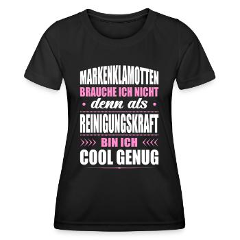 Markenklamotten Brauche Ich Nicht Reinigungskraft - Frauen Funktions-T-Shirt - Schwarz - Vorne - AI Model Female 172 light (172cm)