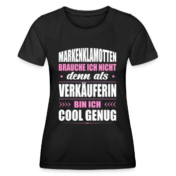 Markenklamotten Brauche Ich Nicht Verkäuferin - Frauen Funktions-T-Shirt - Schwarz - Vorne - AI Model Female 172 light (172cm)