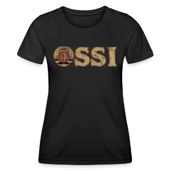 Ossi, DDR, Wappen, Osten, Geschenk - Frauen Funktions-T-Shirt - Schwarz - Vorne - AI Model Female 172 light (172cm)