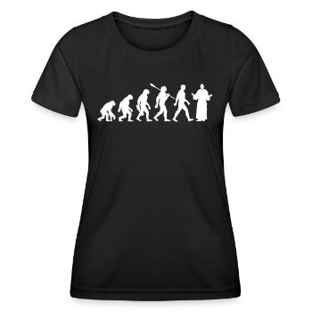 Evolution - Pfarrer - Kirche - Religion - Frauen Funktions-T-Shirt - Schwarz - Vorne - AI Model Female 172 light (172cm)