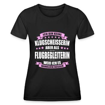 Ich Bin Keine Klugscheisserin Flugbegleiterin - Frauen Funktions-T-Shirt - Schwarz - Vorne - AI Model Female 172 light (172cm)