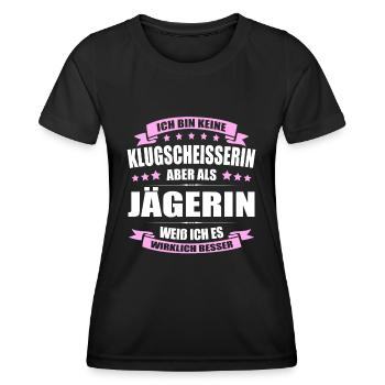 Ich Bin Keine Klugscheisserin Jägerin Jungjäger - Frauen Funktions-T-Shirt - Schwarz - Vorne - AI Model Female 172 light (172cm)
