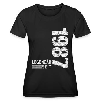 Geburtstag Geboren 1987 Mann Legendär seit 1987 - Frauen Funktions-T-Shirt - Schwarz - Vorne - AI Model Female 172 light (172cm)