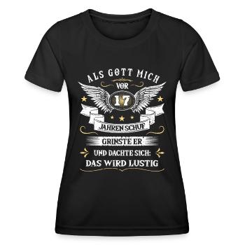 Als Gott mich vor 17 Jahren schuf 17. Geburtstag - Frauen Funktions-T-Shirt - Schwarz - Vorne - AI Model Female 172 light (172cm)