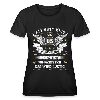 Als Gott mich vor 15 Jahren schuf 15. Geburtstag - Frauen Funktions-T-Shirt - Schwarz - Vorne - AI Model Female 172 light (172cm)