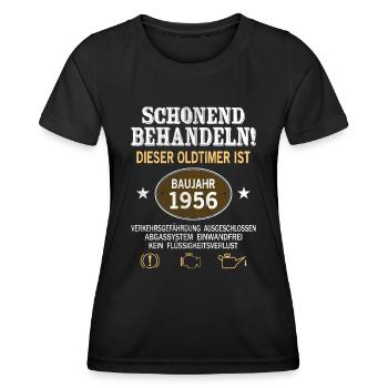 Schonend Behandeln Oldtimer Baujahr 1956 Geboren - Frauen Funktions-T-Shirt - Schwarz - Vorne - AI Model Female 172 light (172cm)