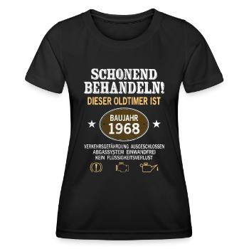 Schonend Behandeln Oldtimer Baujahr 1968 Geboren - Frauen Funktions-T-Shirt - Schwarz - Vorne - AI Model Female 172 light (172cm)