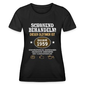 Schonend Behandeln Oldtimer Baujahr 1959 Geboren - Frauen Funktions-T-Shirt - Schwarz - Vorne - AI Model Female 172 light (172cm)