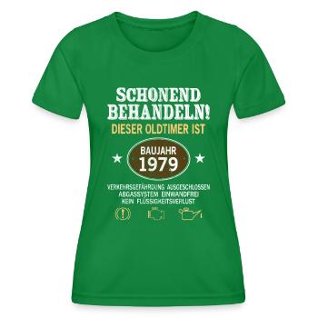 Schonend Behandeln Oldtimer Baujahr 1979 Geboren - Frauen Funktions-T-Shirt - Kelly Green - Vorne - AI Model Female 172 dark (172cm)