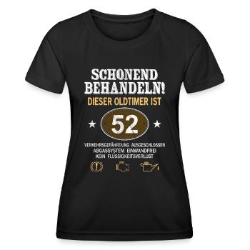 Schonend Behandeln Oldtimer Ist 52 Jahre 52. - Frauen Funktions-T-Shirt - Schwarz - Vorne - AI Model Female 172 light (172cm)