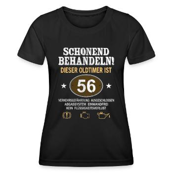 Schonend Behandeln Oldtimer Ist 56 Jahre 56. - Frauen Funktions-T-Shirt - Schwarz - Vorne - AI Model Female 172 light (172cm)