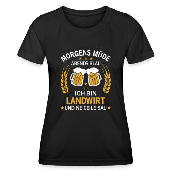 Morgens Müde Abends Blau Ich bin Landwirt - Frauen Funktions-T-Shirt - Schwarz - Vorne - AI Model Female 172 light (172cm)