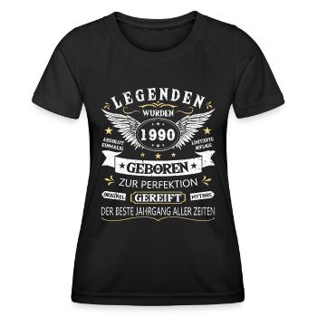 Legenden 1990 Geboren Geschenk Jahrgang 1990 - Frauen Funktions-T-Shirt - Schwarz - Vorne - AI Model Female 172 light (172cm)