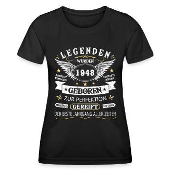 Legenden 1948 Geboren Geschenk Jahrgang 1948 - Frauen Funktions-T-Shirt - Schwarz - Vorne - AI Model Female 172 light (172cm)