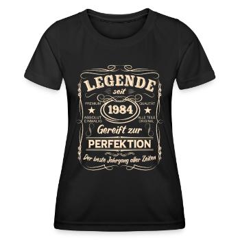 Legenden 1984 Geboren Geschenk Jahrgang 1984 - Frauen Funktions-T-Shirt - Schwarz - Vorne - AI Model Female 172 light (172cm)
