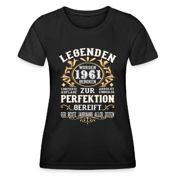 Legenden 1961 Geboren Geschenk Jahrgang 1961 - Frauen Funktions-T-Shirt - Schwarz - Vorne - AI Model Female 172 light (172cm)