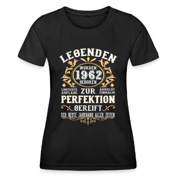 Legenden 1962 Geboren Geschenk Jahrgang 1962 - Frauen Funktions-T-Shirt - Schwarz - Vorne - AI Model Female 172 light (172cm)