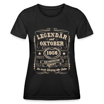 Legenden Oktober 1956 Geboren Jahrgang 1956 - Frauen Funktions-T-Shirt - Schwarz - Vorne - AI Model Female 172 light (172cm)