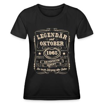 Legenden Oktober 1965 Geboren Jahrgang 1965 - Frauen Funktions-T-Shirt - Schwarz - Vorne - AI Model Female 172 light (172cm)