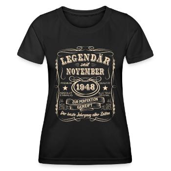 Legenden November 1948 Geboren Jahrgang 1948 - Frauen Funktions-T-Shirt - Schwarz - Vorne - AI Model Female 172 light (172cm)