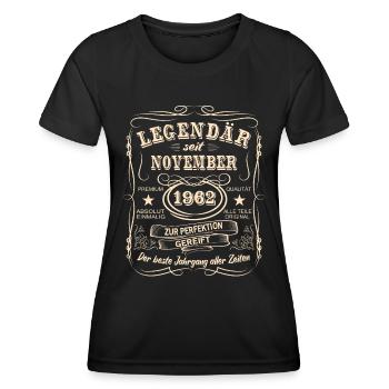 Legenden November 1962 Geboren Jahrgang 1962 - Frauen Funktions-T-Shirt - Schwarz - Vorne - AI Model Female 172 light (172cm)
