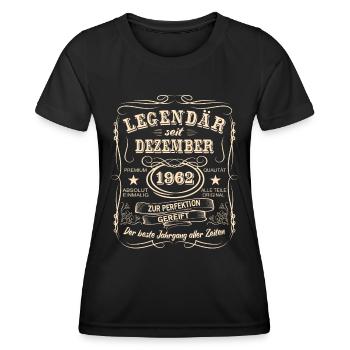 Legenden Dezember 1962 Geboren Jahrgang 1962 - Frauen Funktions-T-Shirt - Schwarz - Vorne - AI Model Female 172 light (172cm)