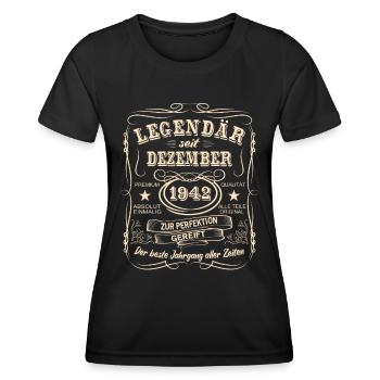Legenden Dezember 1942 Geboren Jahrgang 1942 - Frauen Funktions-T-Shirt - Schwarz - Vorne - AI Model Female 172 light (172cm)