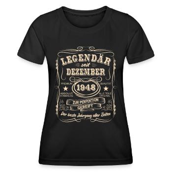 Legenden Dezember 1948 Geboren Jahrgang 1948 - Frauen Funktions-T-Shirt - Schwarz - Vorne - AI Model Female 172 light (172cm)
