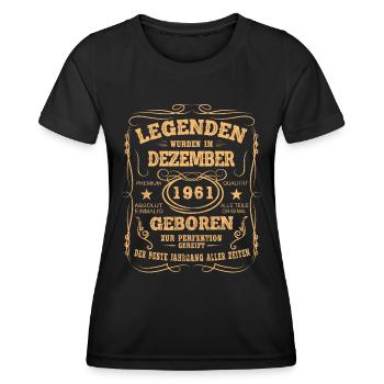 Legenden Dezember 1961 Geboren Jahrgang 1961 - Frauen Funktions-T-Shirt - Schwarz - Vorne - AI Model Female 172 light (172cm)