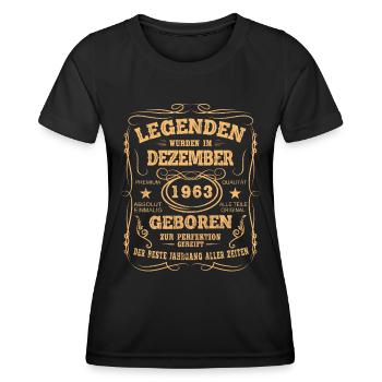 Legenden Dezember 1963 Geboren Jahrgang 1963 - Frauen Funktions-T-Shirt - Schwarz - Vorne - AI Model Female 172 light (172cm)