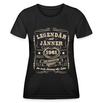 Legenden Jänner 1961 Geboren Jahrgang 1961 - Frauen Funktions-T-Shirt - Schwarz - Vorne - AI Model Female 172 light (172cm)