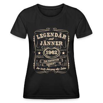 Legenden Jänner 1962 Geboren Jahrgang 1962 - Frauen Funktions-T-Shirt - Schwarz - Vorne - AI Model Female 172 light (172cm)