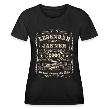 Légendes Janvier 2003 Né en 2003 - T-shirt sport Femme - noir - Devant - AI Model Female 172 light (172cm)
