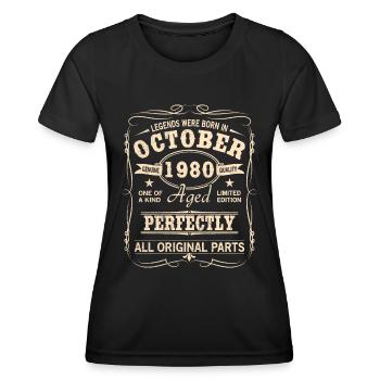 Vintage Oktober 1980 Geburtstag - Frauen Funktions-T-Shirt - Schwarz - Vorne - AI Model Female 172 light (172cm)