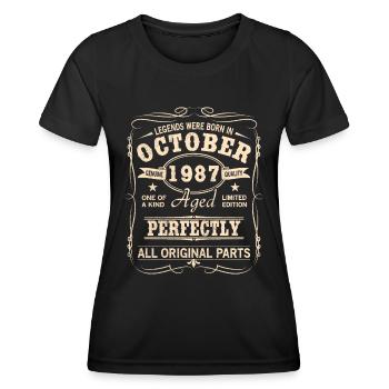 Vintage October 1987 Birthday - Women's Functional T-Shirt - black - Front - AI Model Female 172 light (172cm)