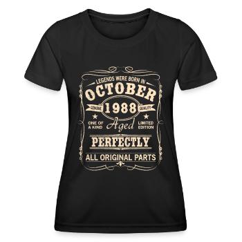Vintage October 1988 Birthday - Women's Functional T-Shirt - black - Front - AI Model Female 172 light (172cm)