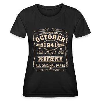 Millésime Octobre 1941 Anniversaire - T-shirt sport Femme - noir - Devant - AI Model Female 172 light (172cm)