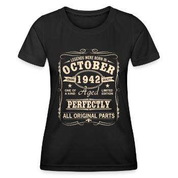 Vintage Oktober 1942 Geburtstag - Frauen Funktions-T-Shirt - Schwarz - Vorne - AI Model Female 172 light (172cm)
