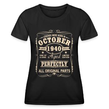 Millésime Octobre 1940 Anniversaire - T-shirt sport Femme - noir - Devant - AI Model Female 172 light (172cm)