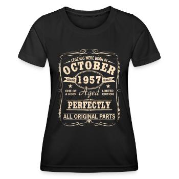 Vintage October 1957 Birthday - Women's Functional T-Shirt - black - Front - AI Model Female 172 light (172cm)