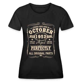 Millésime Octobre 1952 Anniversaire - T-shirt sport Femme - noir - Devant - AI Model Female 172 light (172cm)