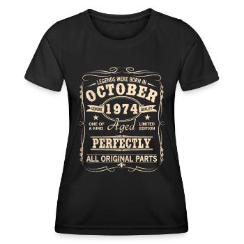 Vintage October 1974 Birthday - Women's Functional T-Shirt - black - Front - AI Model Female 172 light (172cm)