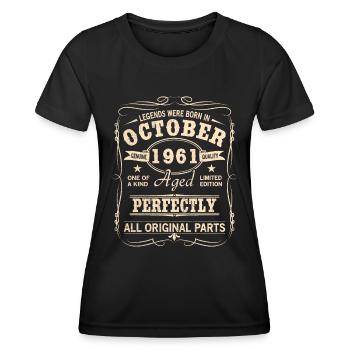 Millésime Octobre 1961 Anniversaire - T-shirt sport Femme - noir - Devant - AI Model Female 172 light (172cm)
