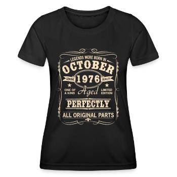 Millésime Octobre 1976 Anniversaire - T-shirt sport Femme - noir - Devant - AI Model Female 172 light (172cm)